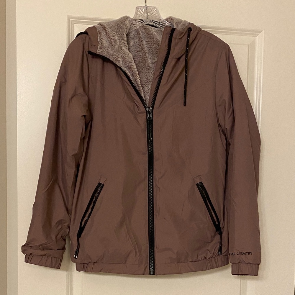 Free Country Lilac mauve Hooded Jacket with Faux Fur Lining